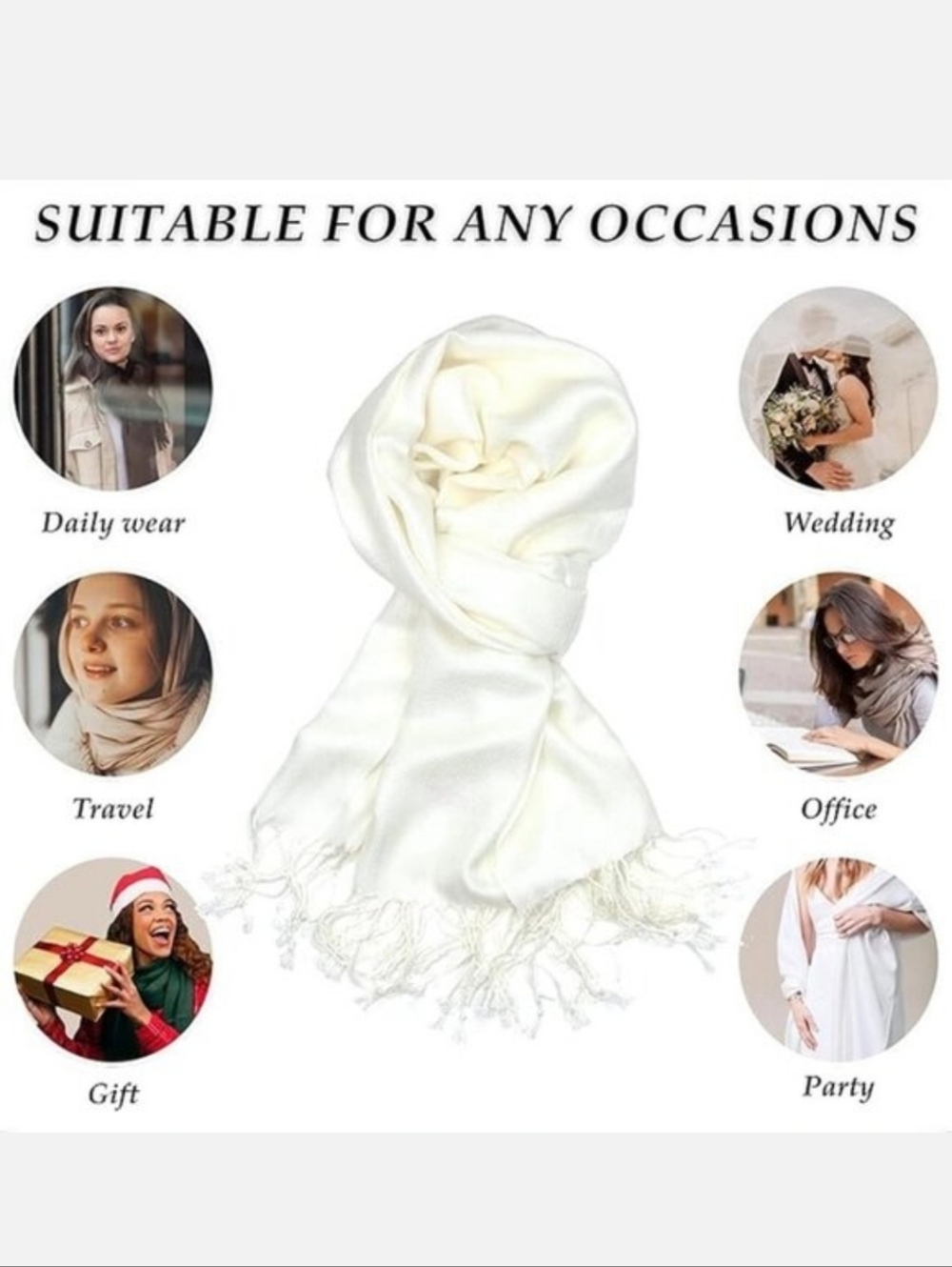 Oussum Large Silky Viscose Scarf - Picture 6 of 6